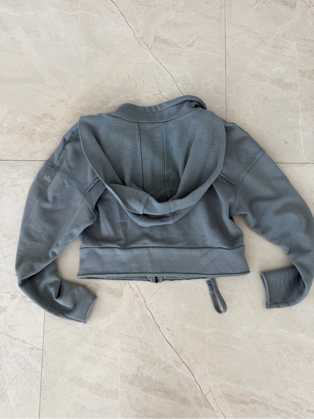 Alo Slate Gray Zip-Up Hooded Jacket xs - Picture 4 of 5
